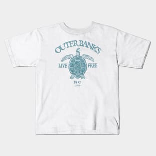 Outer Banks, NC, Live Free Sea Turtle Kids T-Shirt